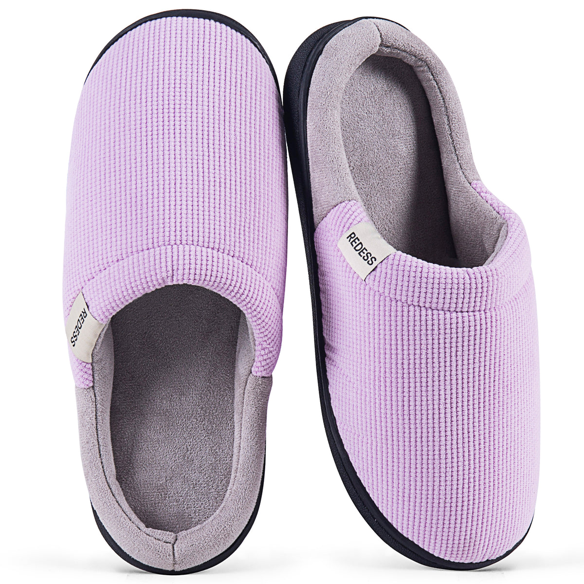 REDESS Slippers for Women & Men Closed Toe Faux Fur Memory Foam Comfy House Slippers for Women and Men Dark Gray