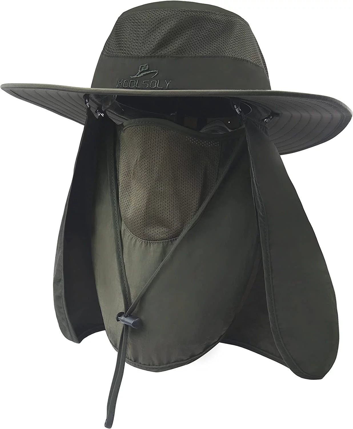 KOOLSOLY Fishing Hat,Sun Cap with UPF 50+ Sun Protection and Neck Flap,Bucket Hat for Man and Women -Green