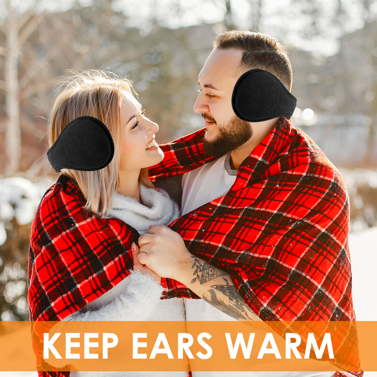 REDESS Ear Warmers for Men and Women Polar Fleece Kint Foldable Winter EarMuffs-2 pack