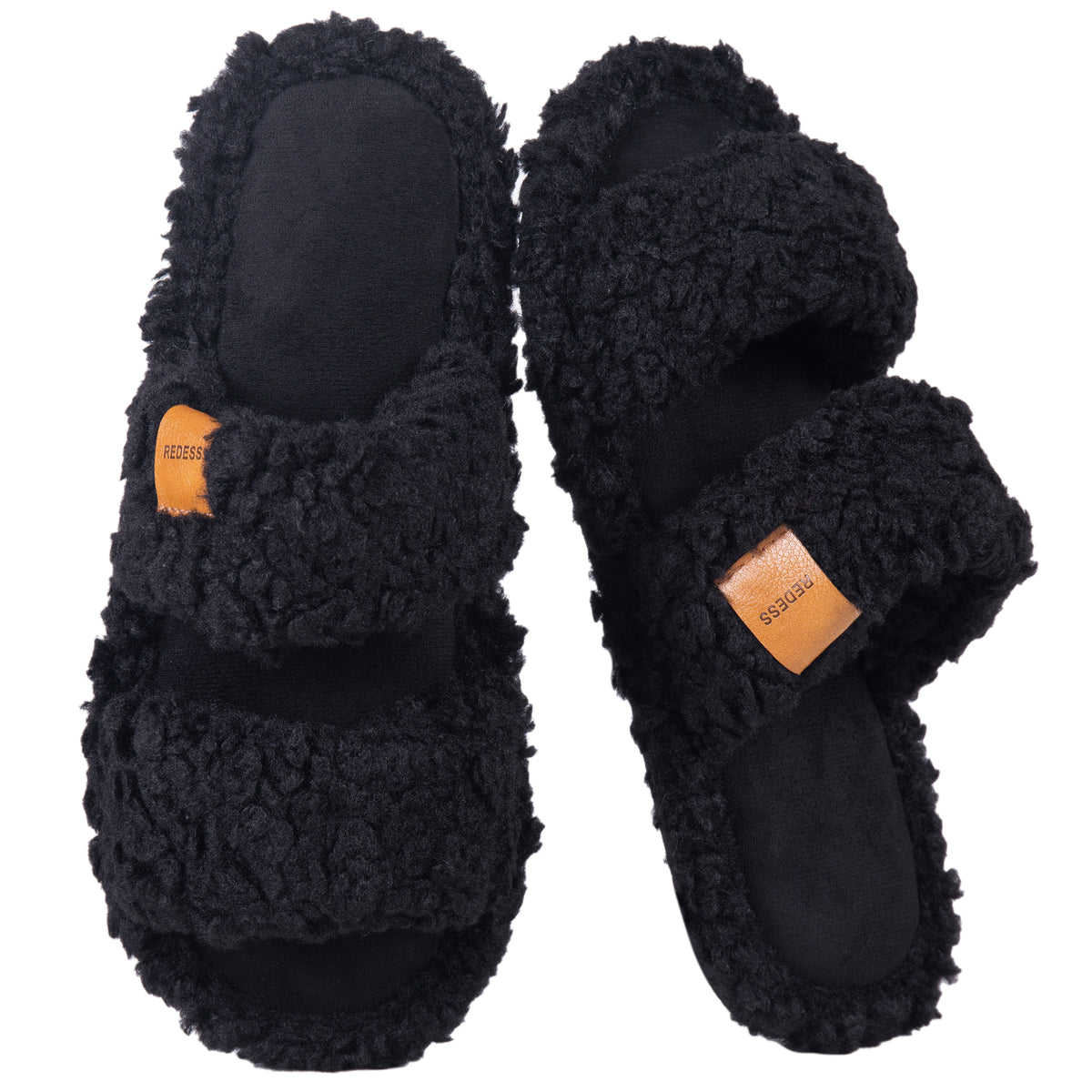 REDESS Slippers for Women Fuzzy Open Toe Womens Slippers Memory Foam House Slippers