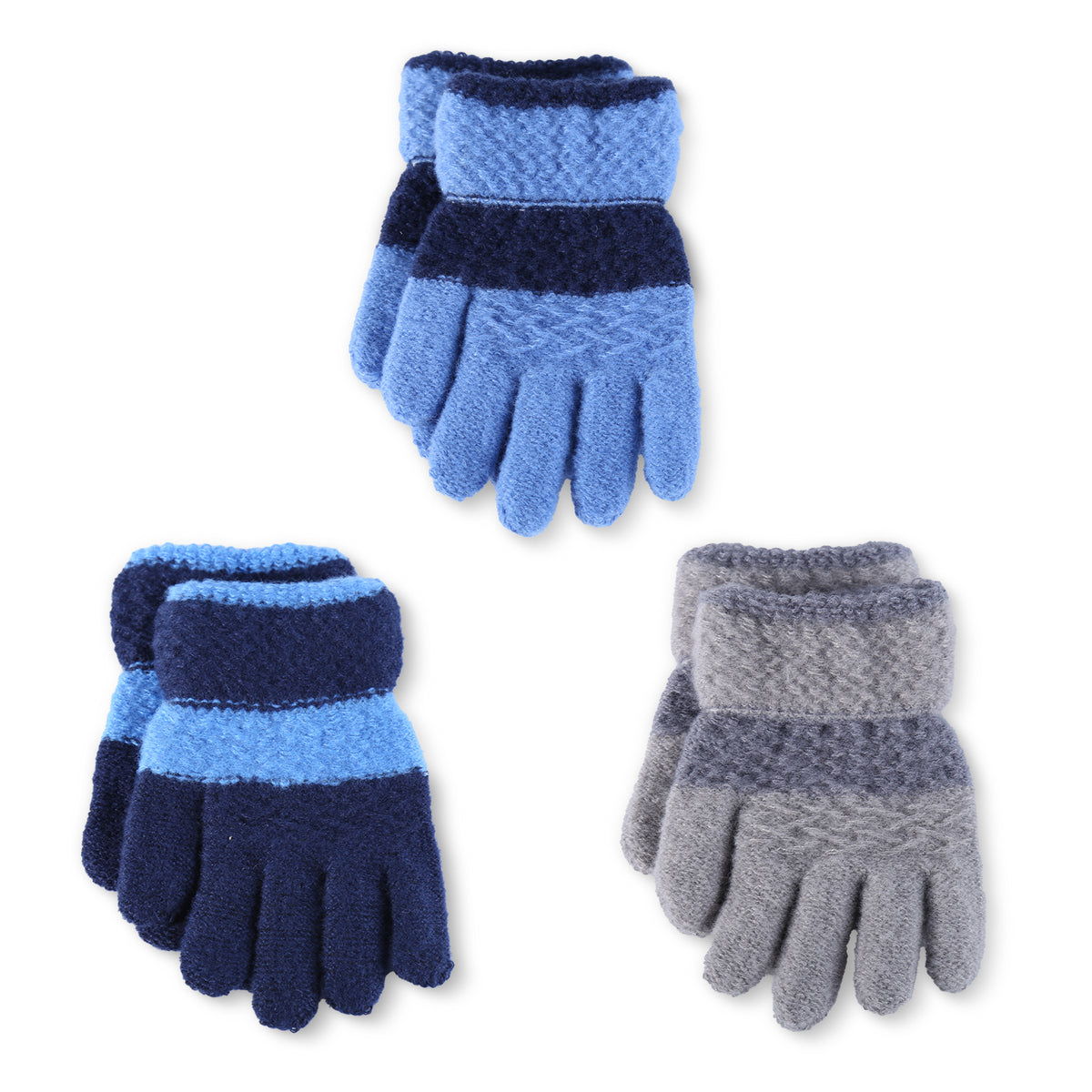 REDESS Toddler Winter Gloves for Kids 2‑6 Years Old, Soft Knit Full‑Finger Kids Glovesfor Little Boys Girls 3 Pack