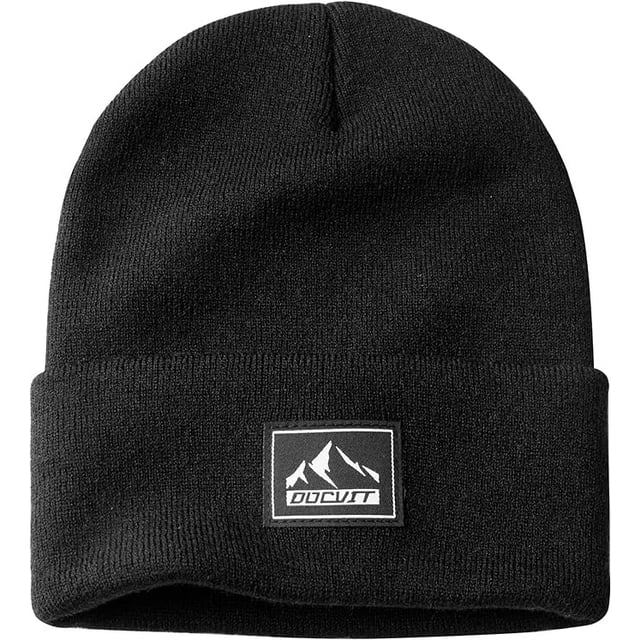 REDESS 2 Pack Warm Winter Knit Cuffed Beanie Hat for Men and Women,Black+Black