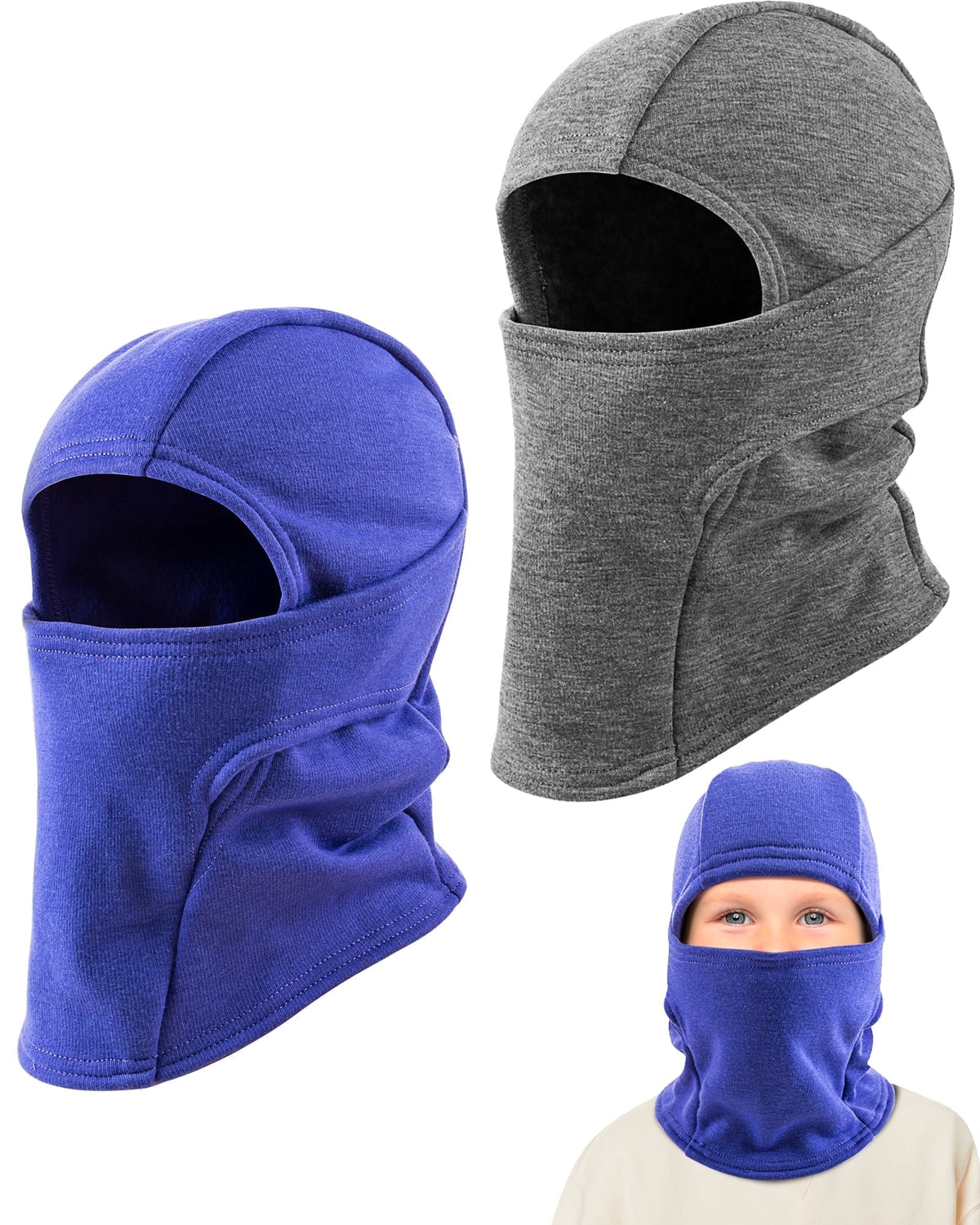 REDESS Balaclava Face Mask for Kid Warm Fleece Windproof Ski Mask for Boy and Girl,Black 2 Pack