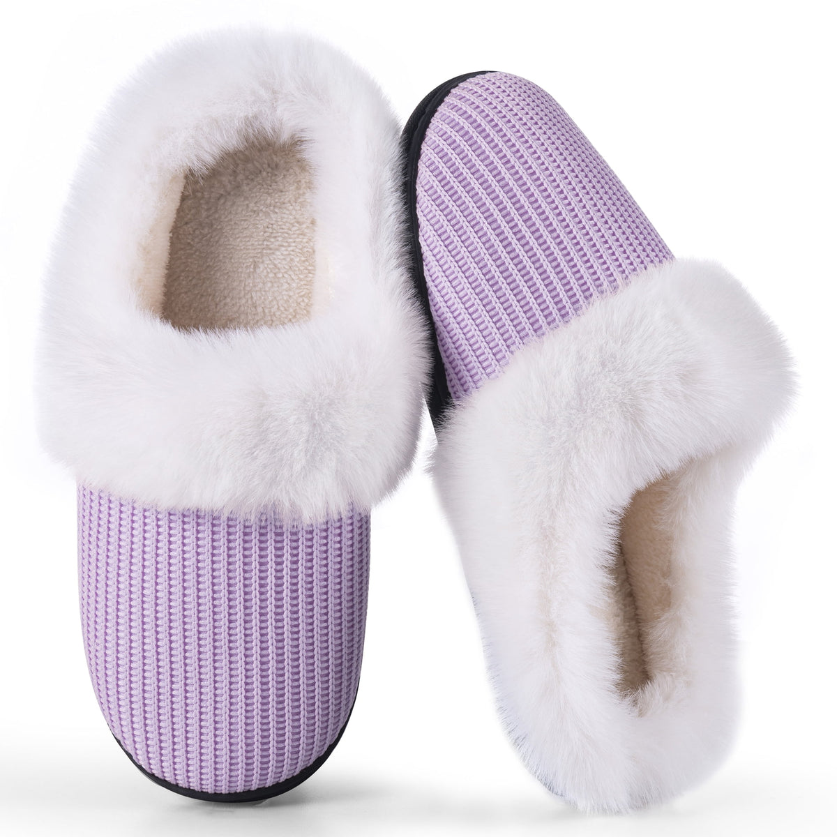 REDESS Fuzzy Slippers for Women Closed Toe Womens Faux Fur Memory Foam Cozy Plush House Slippers