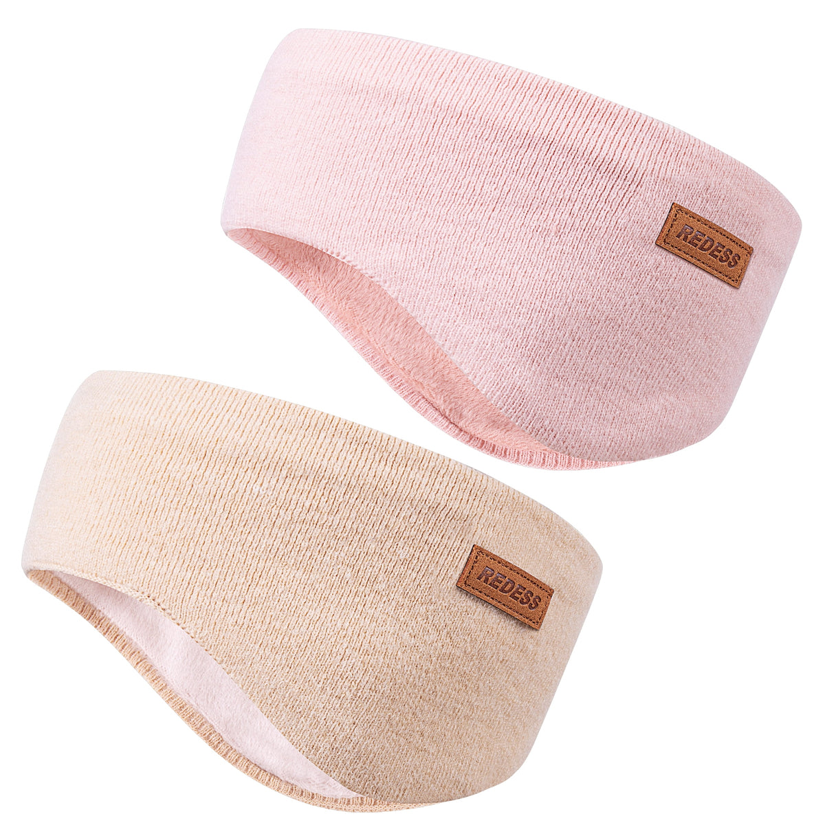 REDESS Winter Headband for Women Soft Fleece Ear Warmer Black Headband 2 Pack