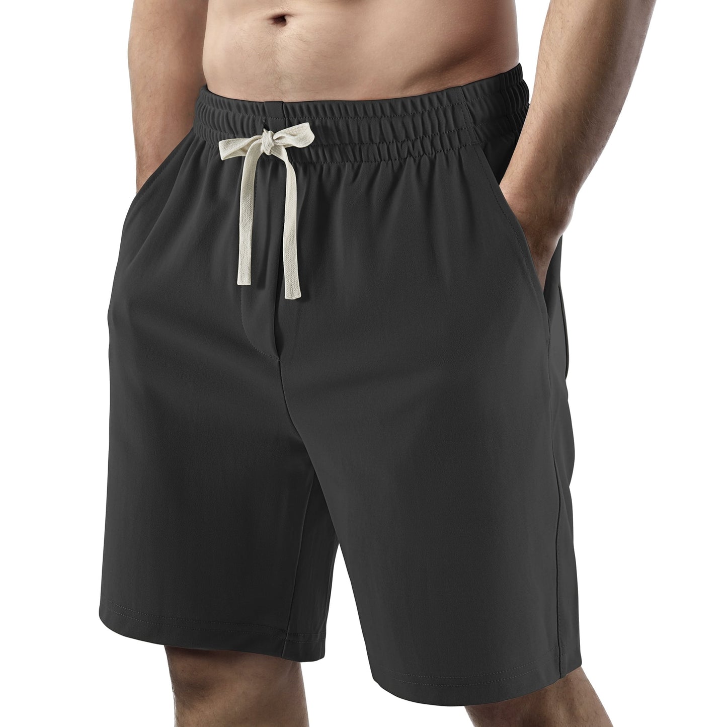 REDESS Men's Casual Shorts with Pockets Drawstring Elastic Waistband,Dark Grey,Size S-XXL