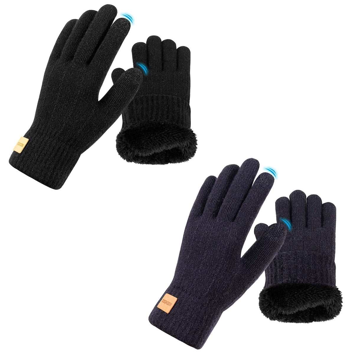 REDESS Mens Womens Winter Gloves Touchscreen Winter Warm Knit Gloves,Black