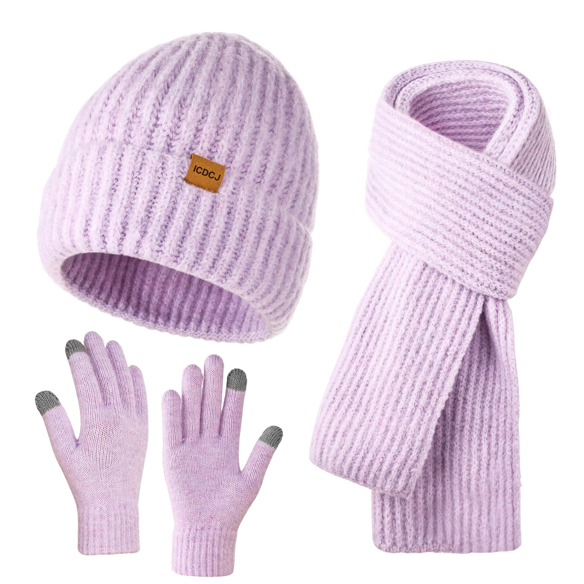 REDESS Winter Beanie Hat Scarf and Gloves Set for Men and Women,White