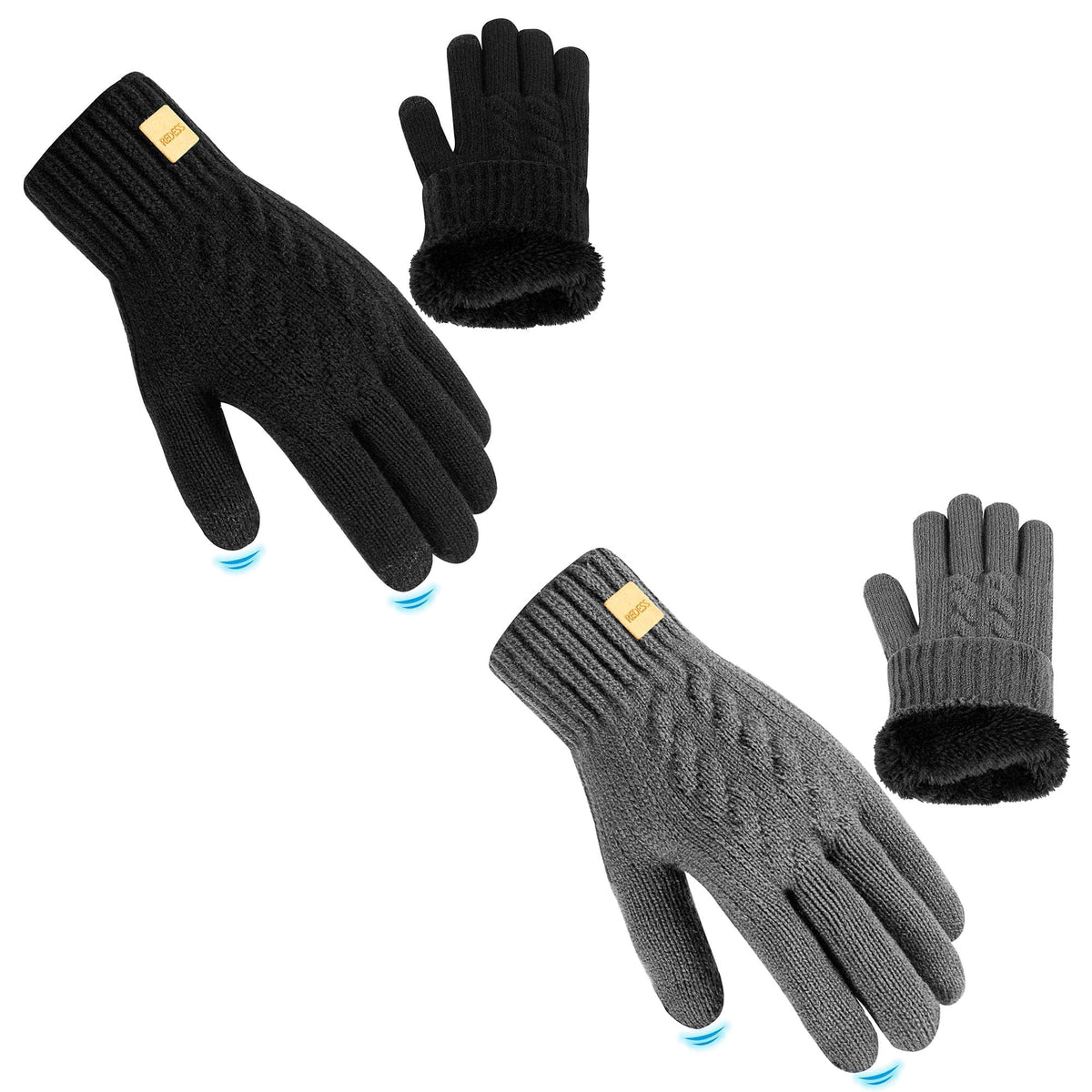 REDESS Winter Gloves for Women and Men with Touch Screen Thermal Knit Black Gloves.