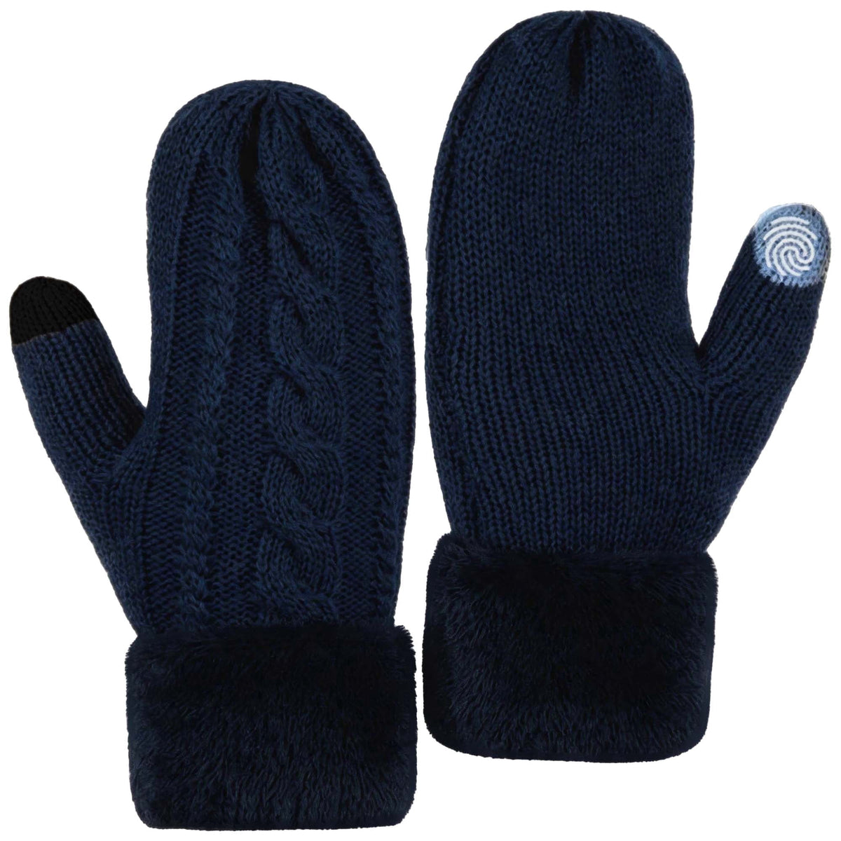REDESS Winter Warm Mittens for Women, Thick Knitted Warm Soft Lining Mittens Cold Weather,Black