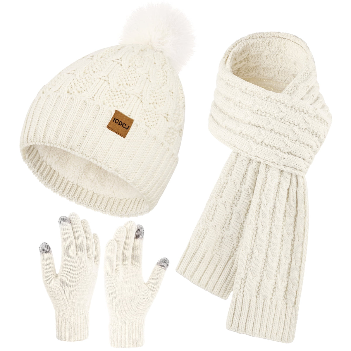 REDESS Hat,Scarf and Gloves Sets for Women's Winter Beanie Hat Touch Screen Gloves Long Scarf Set£¬Black