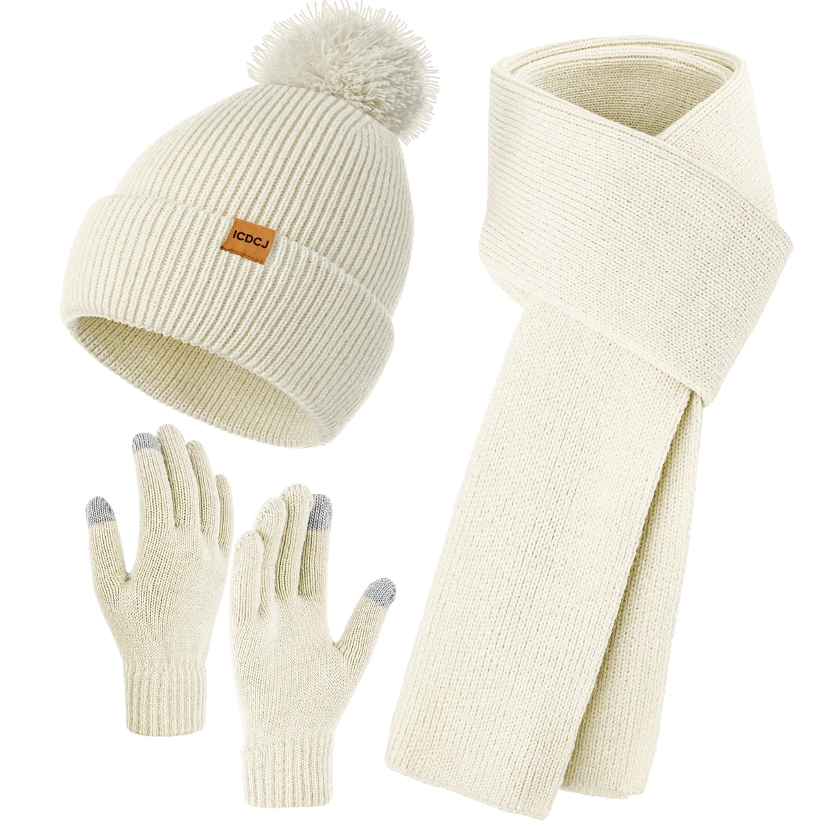 REDESS Beanie Hat and Gloves Scarf Winter Set for Women,Beanie Hat Touch Screen Gloves Long Scarf Set for Women£¬Black