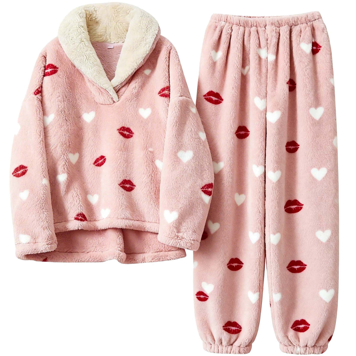 REDESS Womens Pajama Sets Soft Winter Fleece Cute Lounge Wear for Woman Pull On Jacket Jogger Pants Gray
