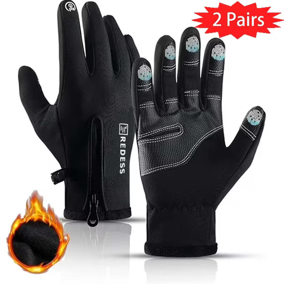 REDESS Winter Black Sports Gloves for Men and Women with Touchscreen for Running Skiing Cycling