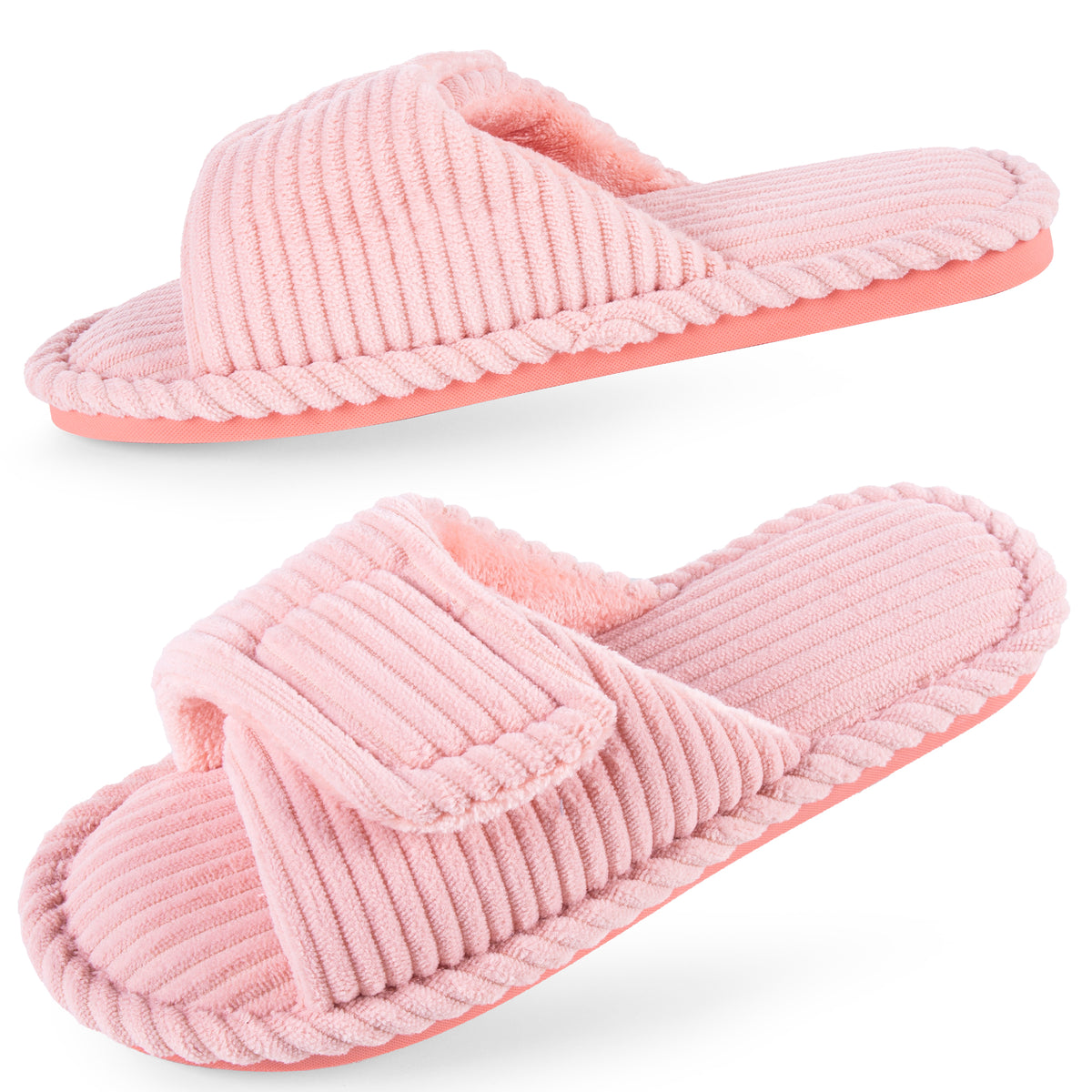 REDESS Slippers for Women Hook-and-Loop Womens Slippers Memory Foam Stripe House Slippers