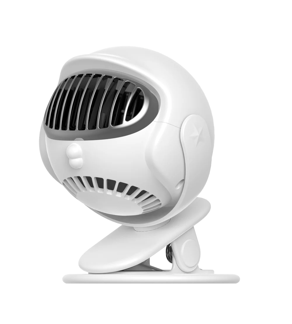 RACER Clip Fan Portable Silent Stroller Clip Fan,Bladeless Portable Desk Fan with 3 Speeds for Car Seat Crib Bike Treadmill working (natural white)