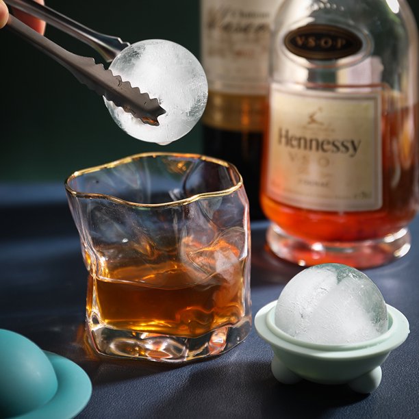 Silicone Ice Ball Molds, Stackable 2.5-Inch Ice Ball Maker, Keep Drinks Colder Longer with Less Dilution, Leak-free, Silicone Round Ice Ball Mold with Lids & Funnel for Whiskey, Cocktails -4 Pcs
