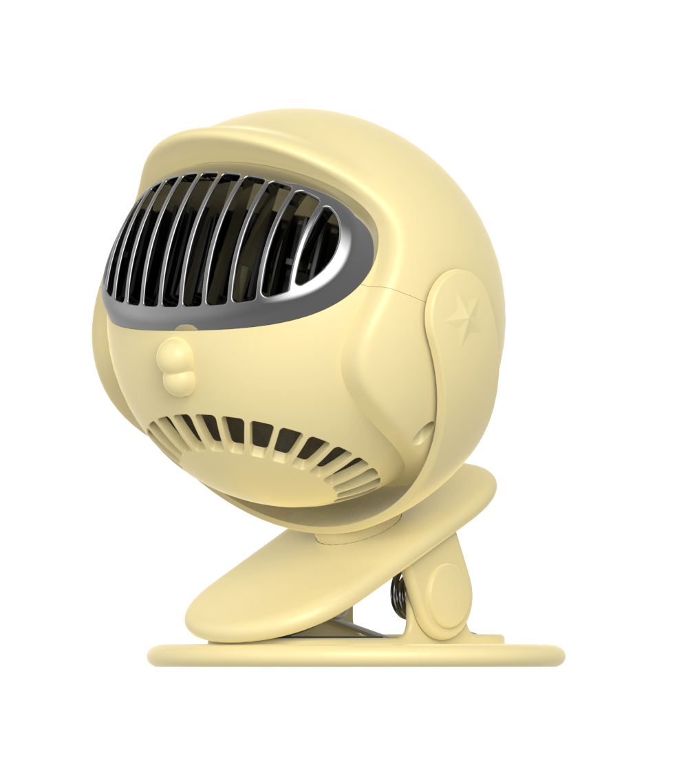 RACER Clip Fan Portable Silent Stroller Clip Fan,Bladeless Portable Desk Fan with 3 Speeds for Car Seat Crib Bike Treadmill working (natural Yellow)