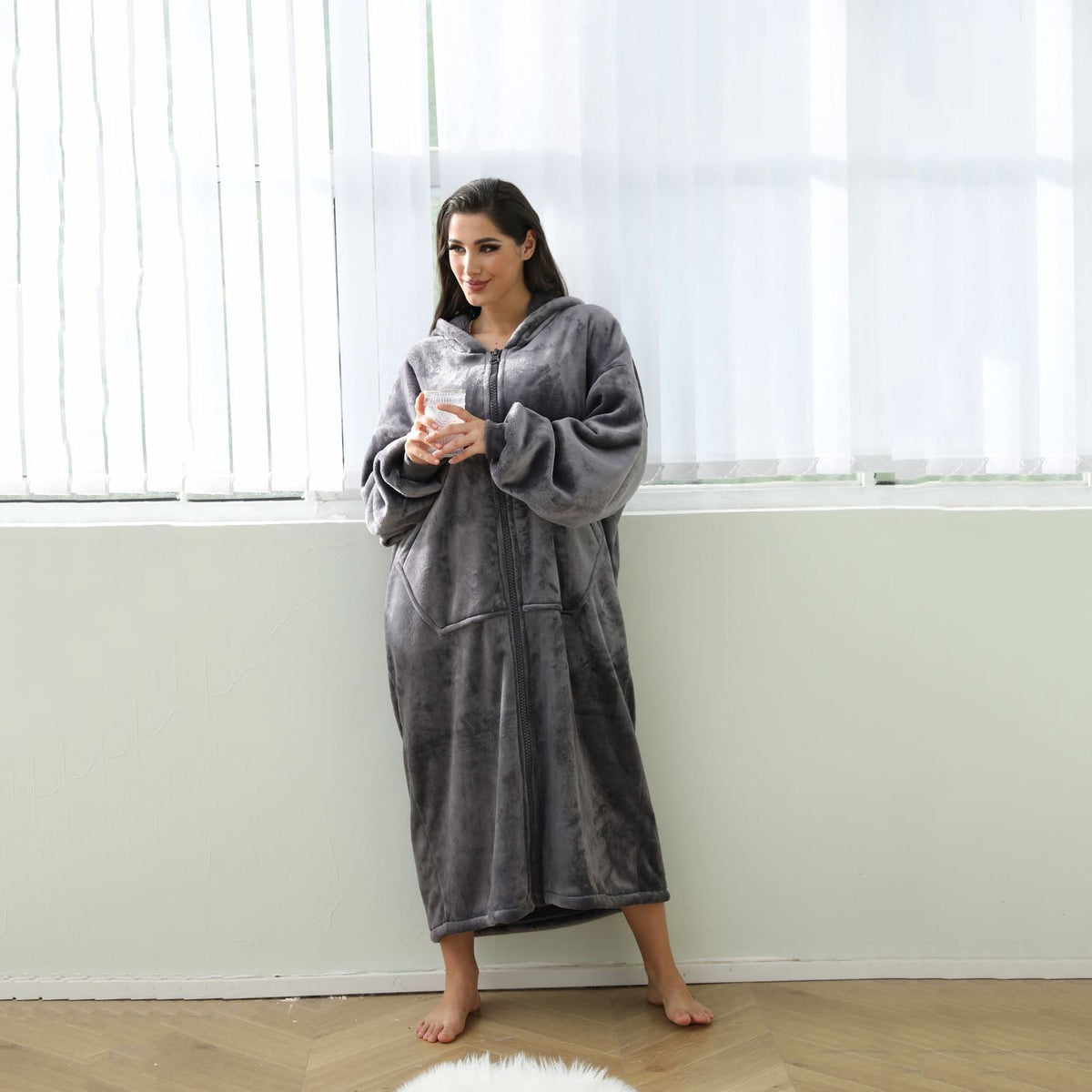 REDESS Oversized Wearable Blanket Hoodie Sweatshirt for Adults Women Men-Dark Grey