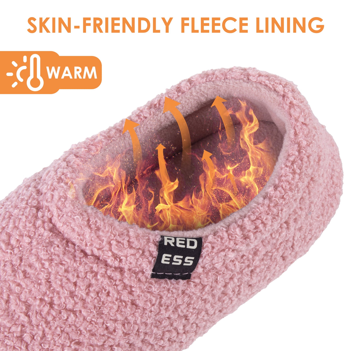 REDESS Slippers for women, Closed Back Curly Fleece Indoor House Shoes