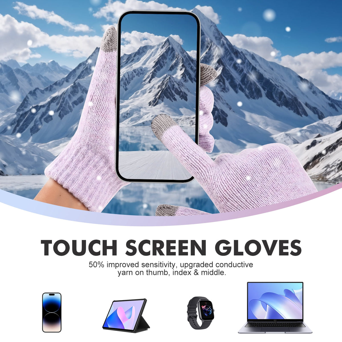 REDESS Winter Beanie Hat Scarf and Gloves Set for Men and Women,White