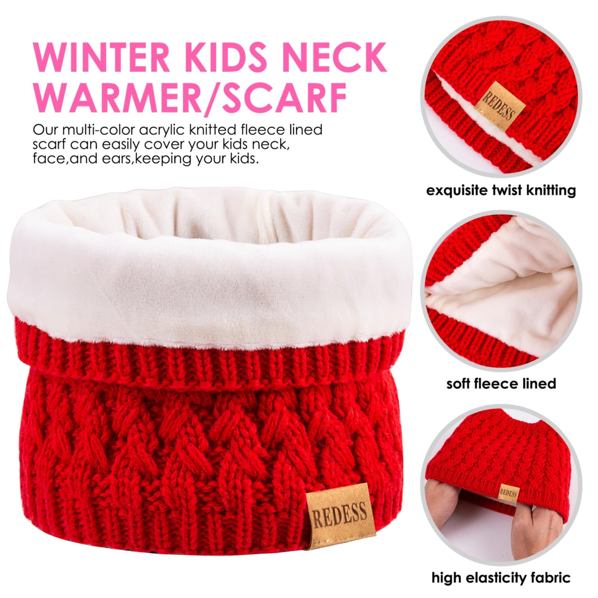 REDESS Unisex Kids Winter Beanie Hat, Gloves and Scarf Set, Acrylic, Multicolor, 3-9 Years