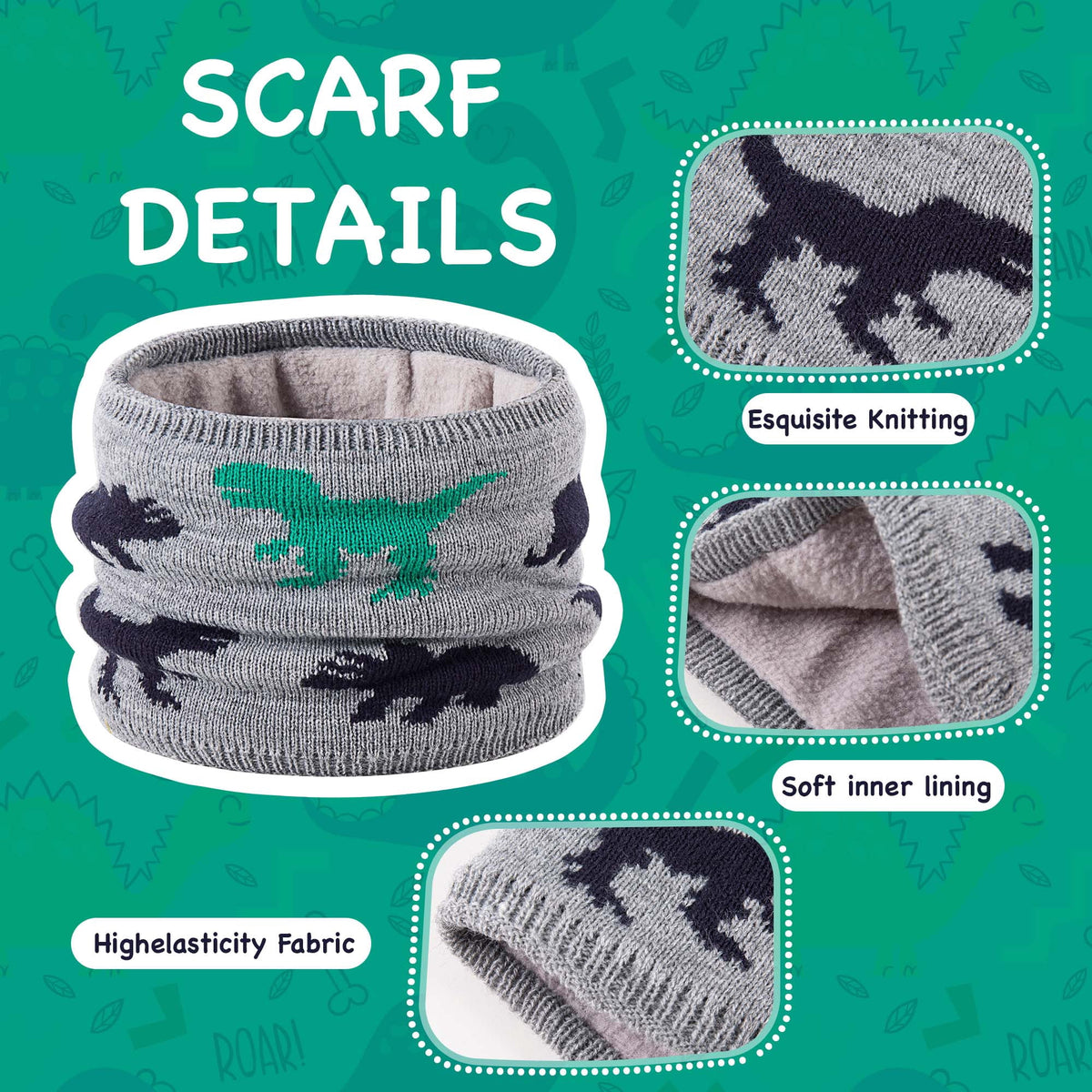 REDESS Infant Toddler Winter Hat Scarf Set Knitted Fleece Lined for Baby Boy Girl