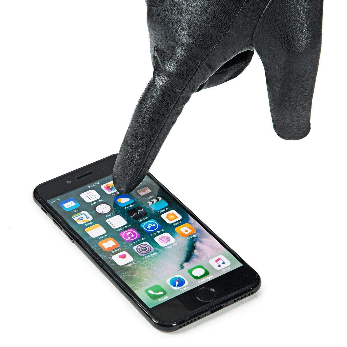 REDESS PU Leather Black Gloves for Women, Soft Winter Thermal Snow Driving Gloves Touchscreen