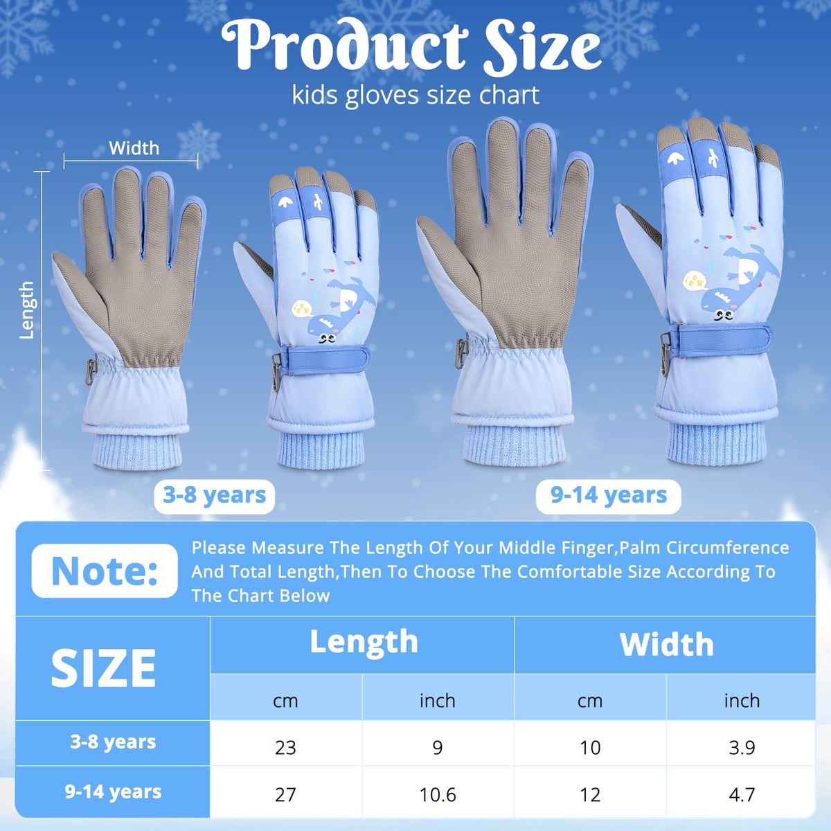 REDESS Kids Winter Gloves With Touch Screen Waterproof for Boy and Girl Sports,Skiing,Dark Blue