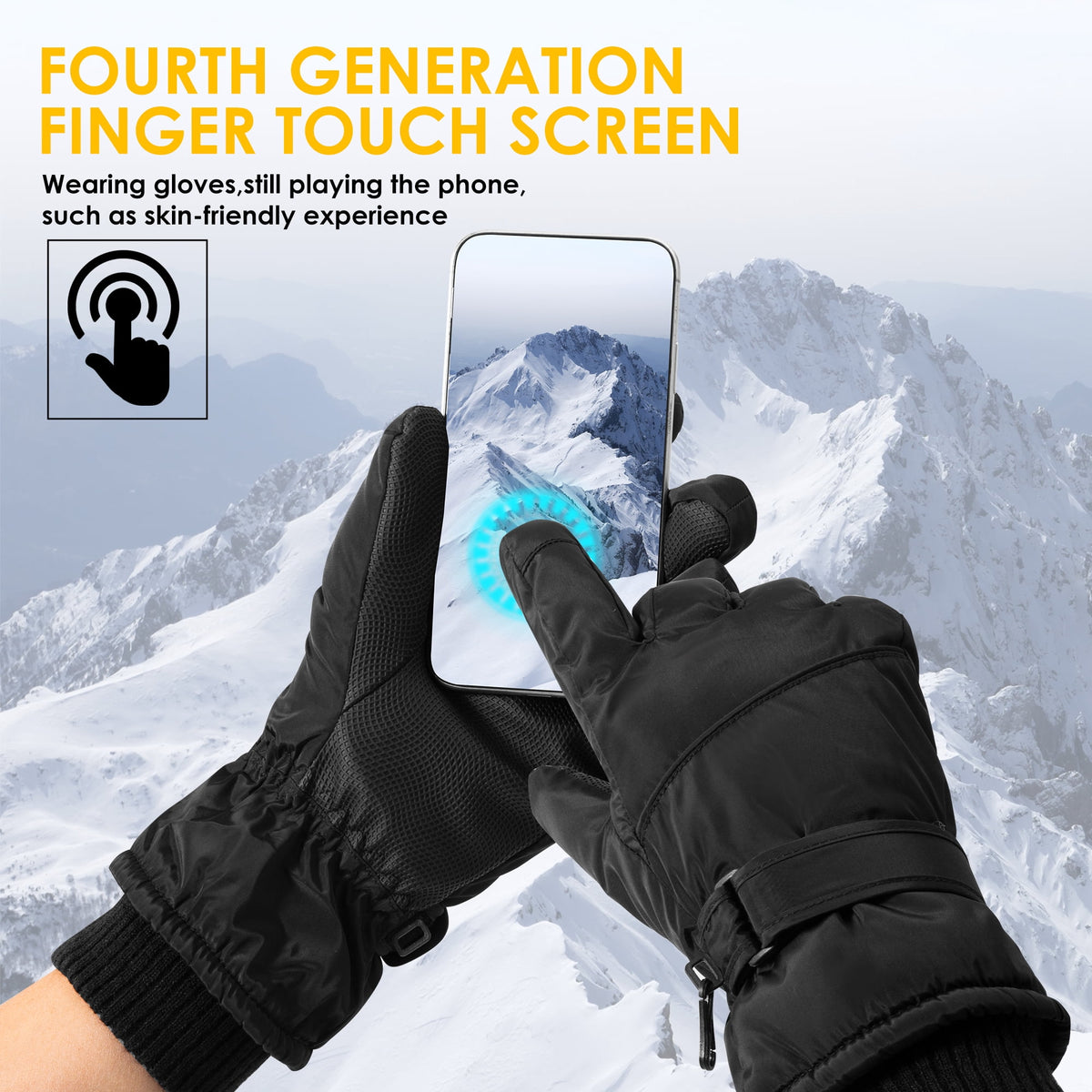 REDESS Winter Waterproof Gloves for Women Ski Snow Snowboard Touchscreen Black Touchscreen Gloves