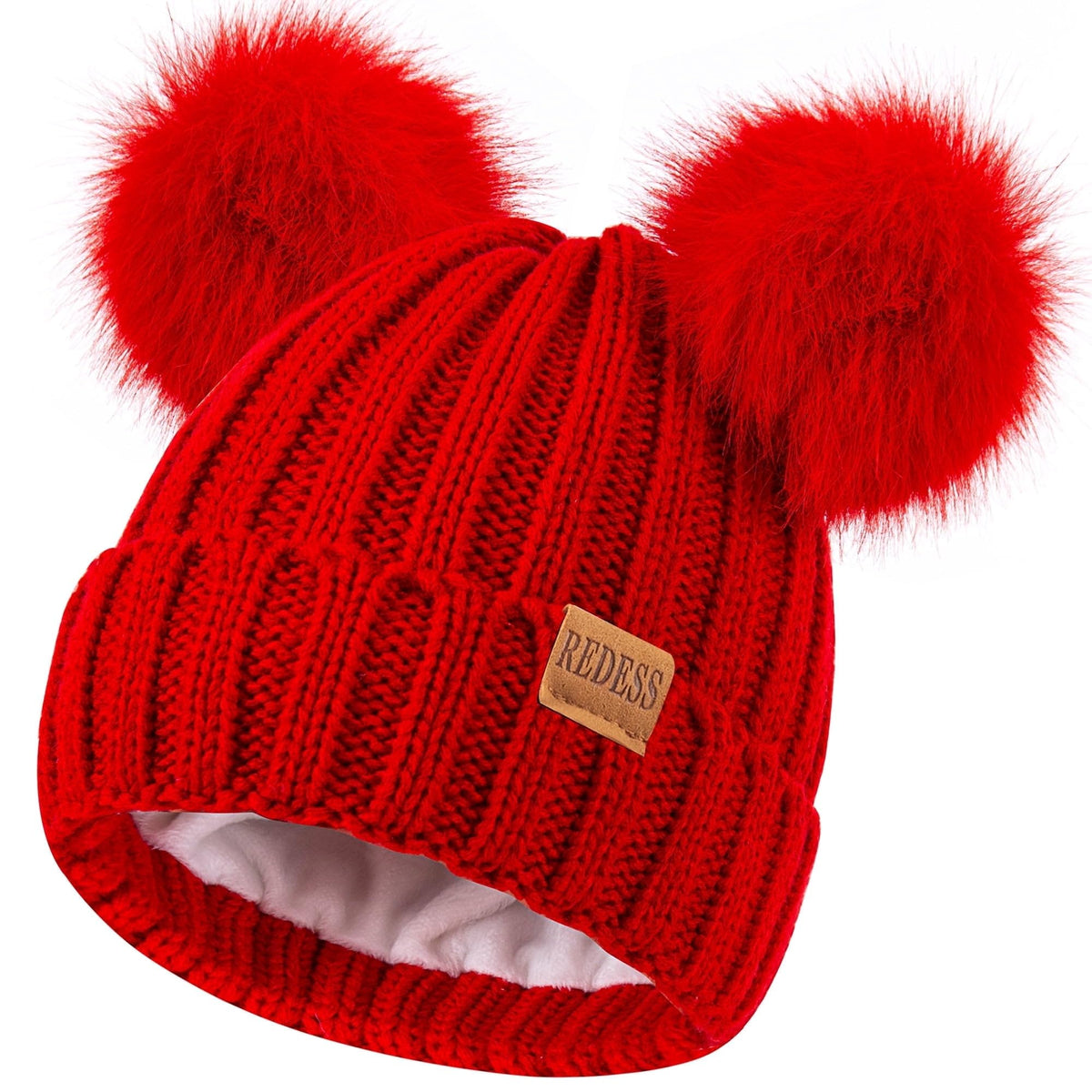 REDESS Winter Beanie Hats for Kids with Warm Fleece Lined, Children's Knit Hat for Boys Girls 5-9 Years Old