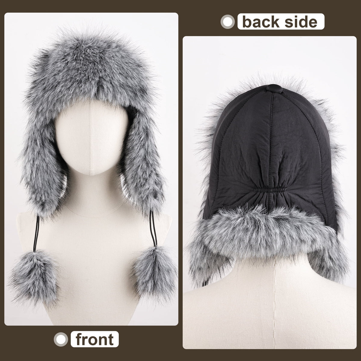 REDESS Trapper Hat for Women Winter Warm with Ear Flaps Ski Hunting Hat Black