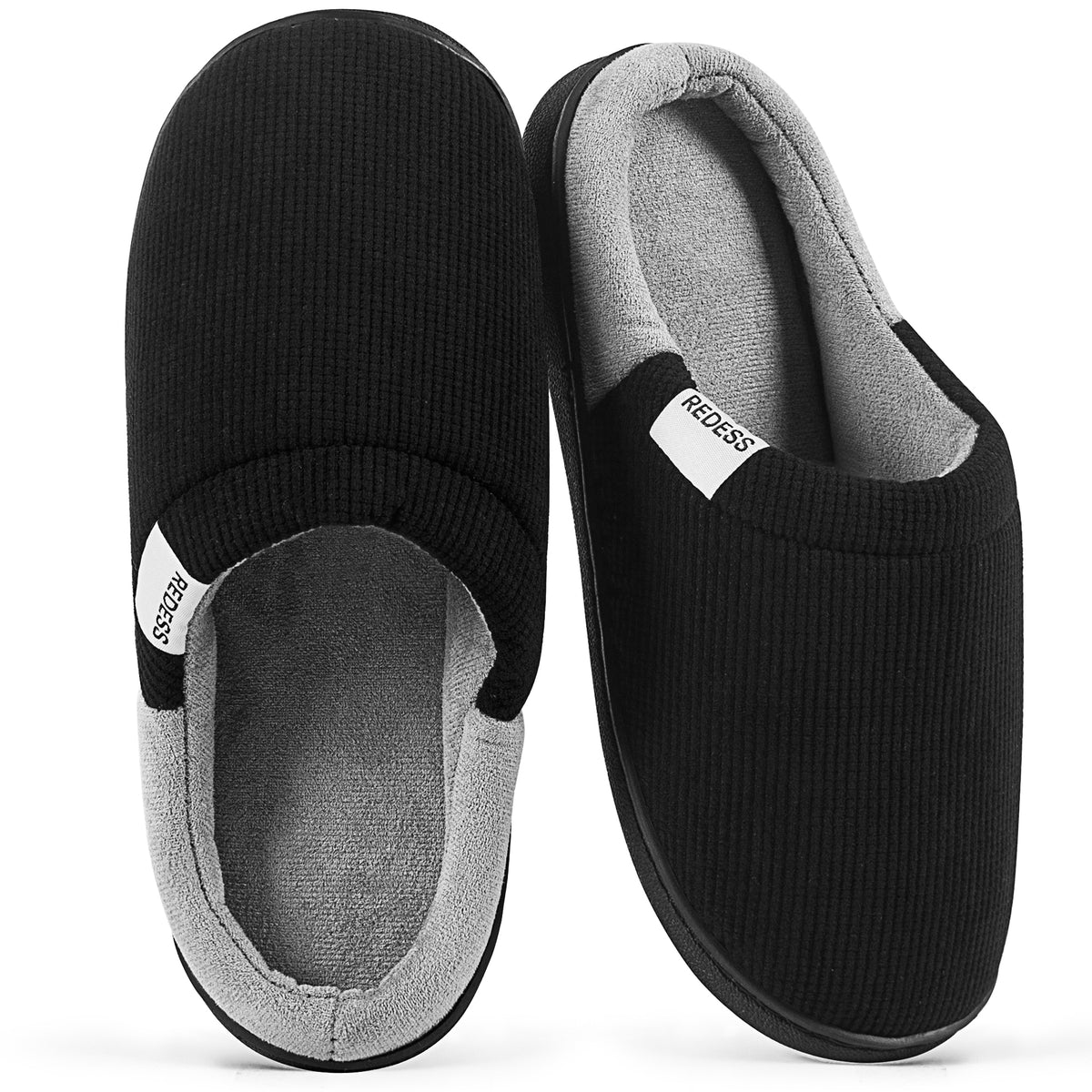 REDESS Slippers for Women & Men Closed Toe Faux Fur Memory Foam Comfy House Slippers for Women and Men Dark Gray