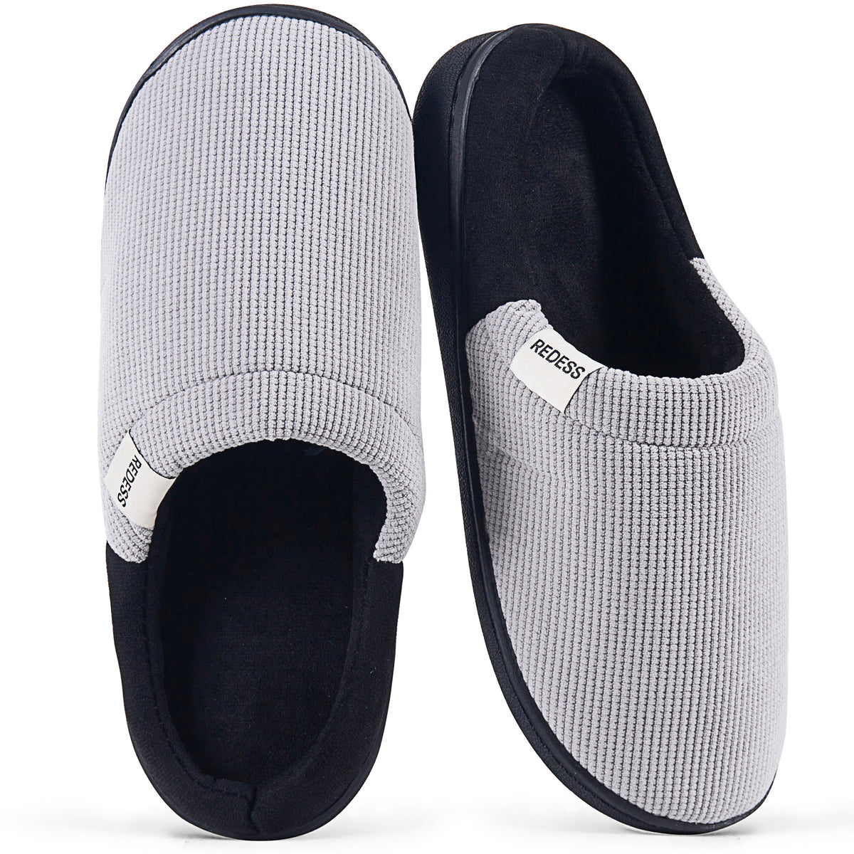 REDESS Slippers for Women & Men Closed Toe Faux Fur Memory Foam Comfy House Slippers for Women and Men Dark Gray