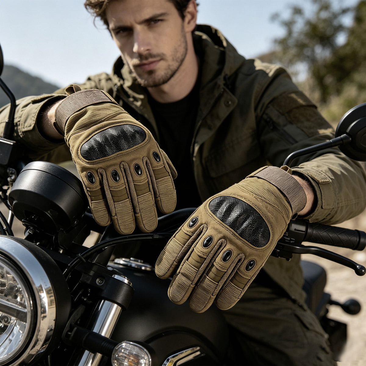 REDESS Motorcycle Gloves for Men and Women Touchscreen Full Finger Gloves with Hard Knuckle Protection for Biker Riding Driving Glove