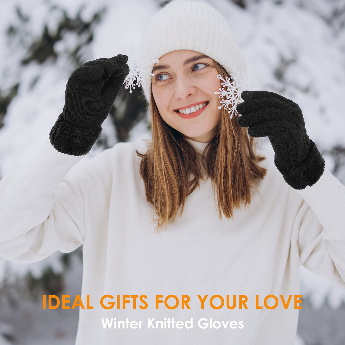 REDESS Women's Thermal Winter Gloves with Fleece Lining & Touch Screen,Black