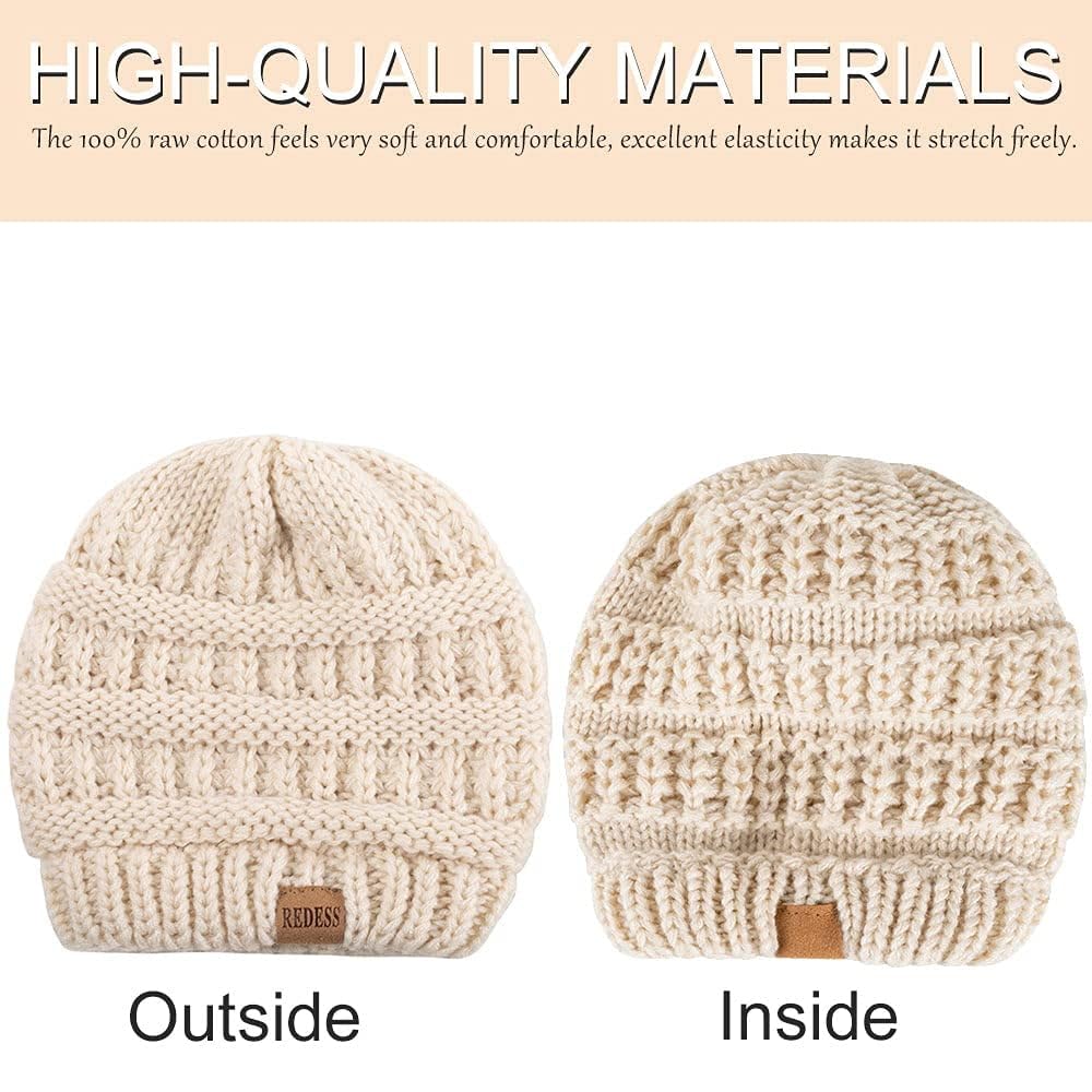 REDESS Baby Kids Winter Warm Hats, Infant Toddler Children Beanie Knit Cap Girls Boys-3 Pack