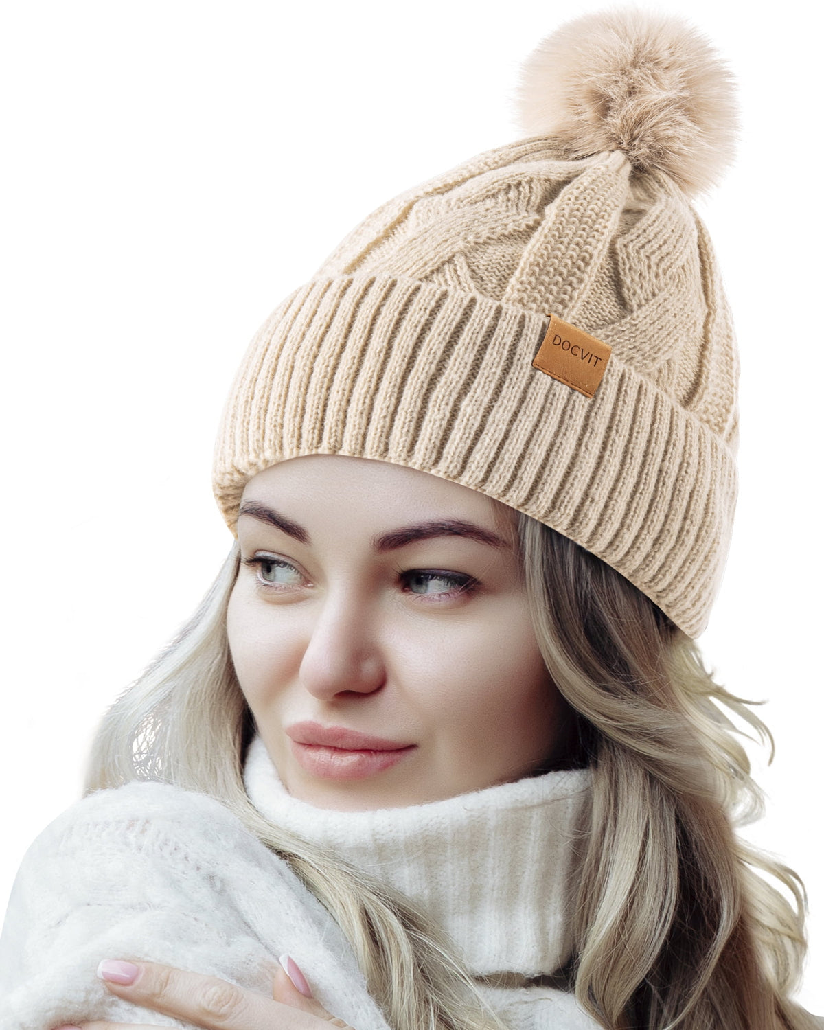 REDESS Beanie Hats for Women,Winter Warm Knitted Fleece Lined Hats Black