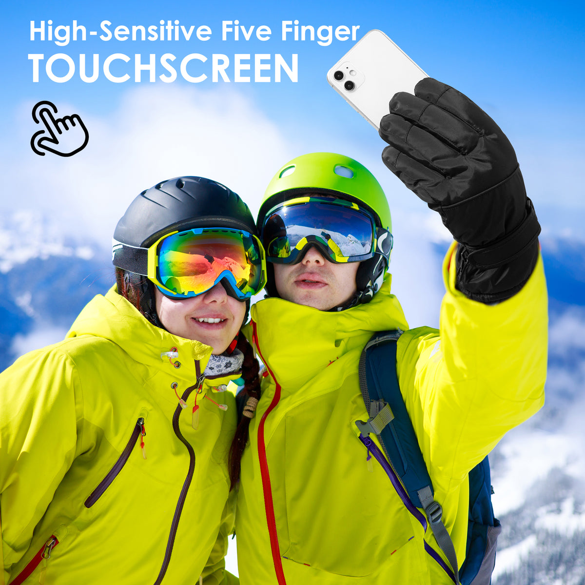 REDESS Winter Waterproof Gloves for Women Ski Snow Snowboard Touchscreen Black Touchscreen Gloves