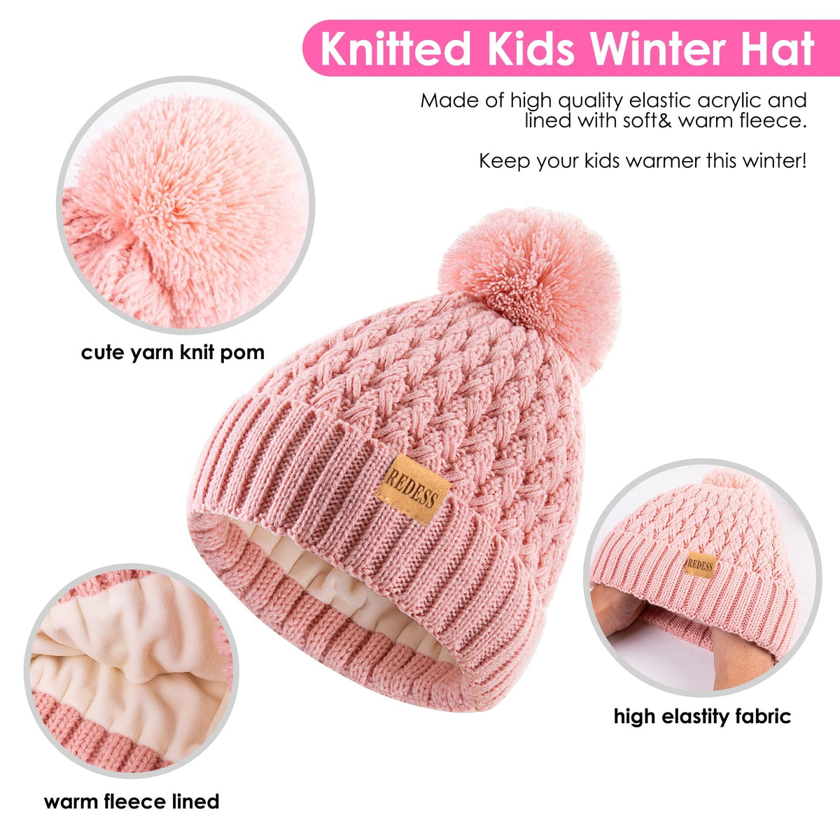 REDESS Unisex Kids Winter Beanie Hat, Gloves and Scarf Set, Acrylic, Multicolor, 3-9 Years