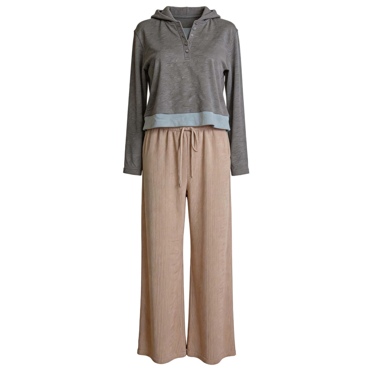 REDESS Outfit Sets Women 2 Piece Lounge Set with Hooded Top and Loose Pants Casual Knit Outfit for Travel