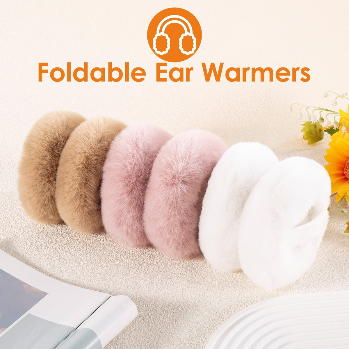 REDESS Winter Ear Warmers for Women Girls Faux Fur Cute Foldable Warm Earmuffs