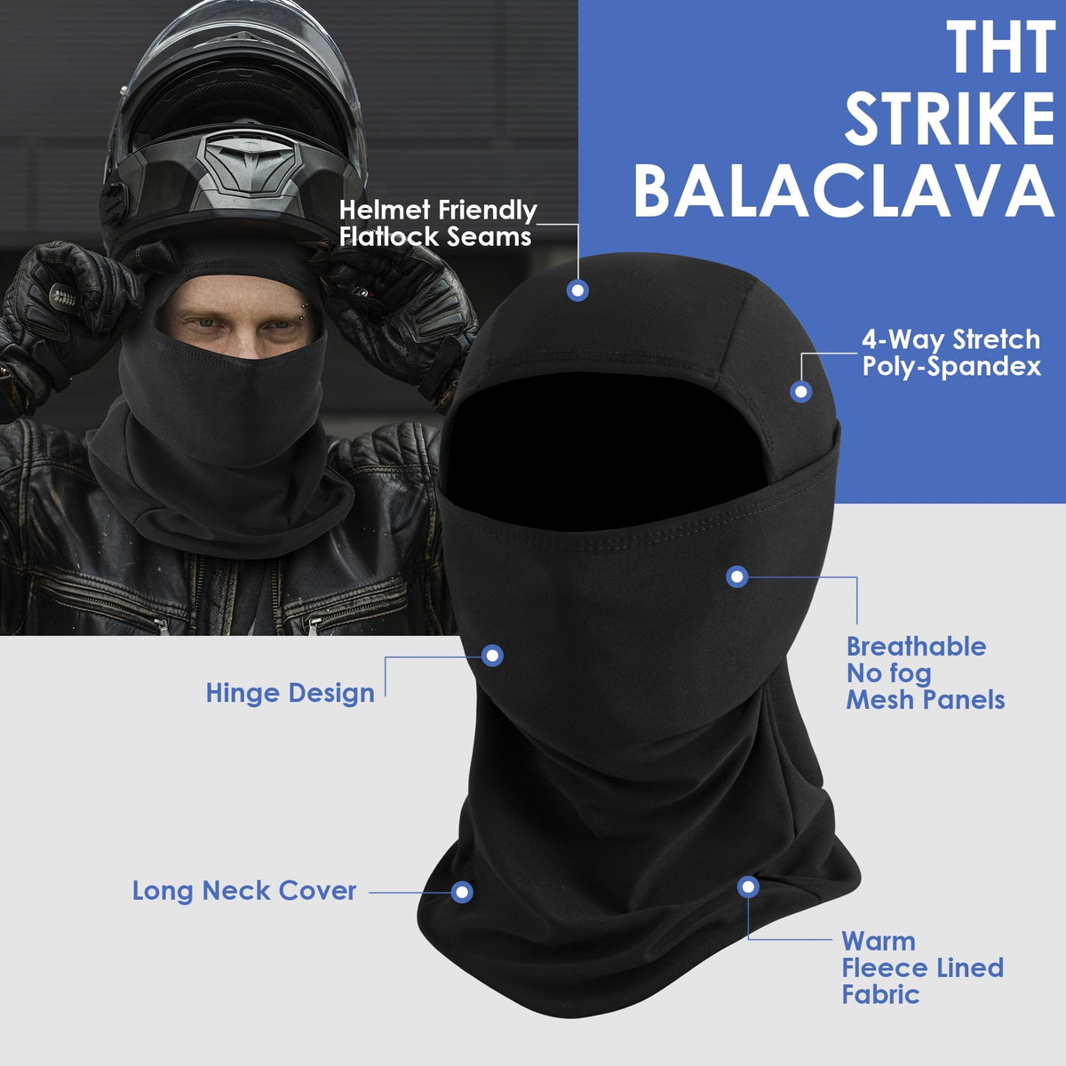 REDESS Balaclava Face Mask for Men and Women Winter Windproof Breathable Lightweight Ski Mask, Black, 3-Pack