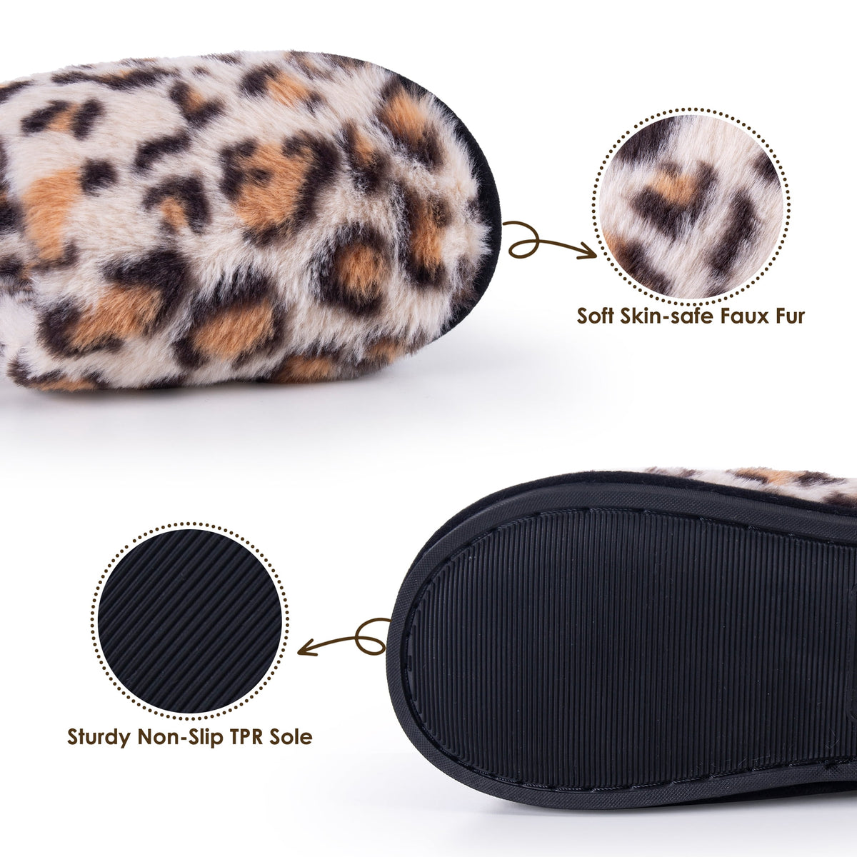 REDESS Womens Faux Fur Clog Slippers, Memory Foam Cozy House Slippers