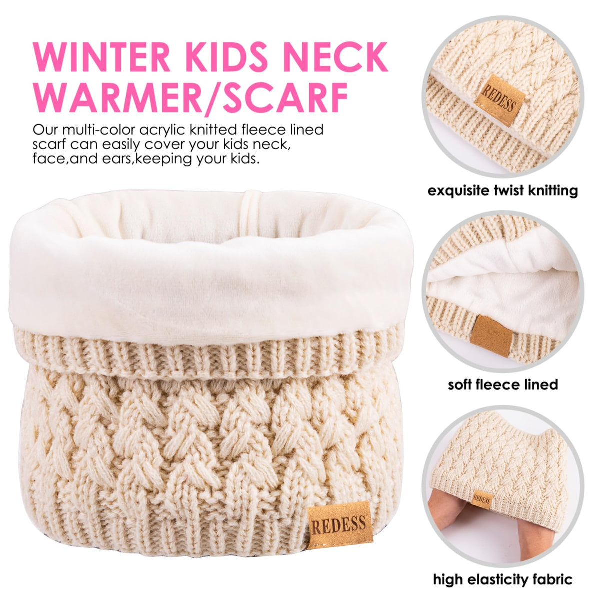 REDESS Unisex Kids Winter Beanie Hat, Gloves and Scarf Set, Acrylic, Multicolor, 3-9 Years