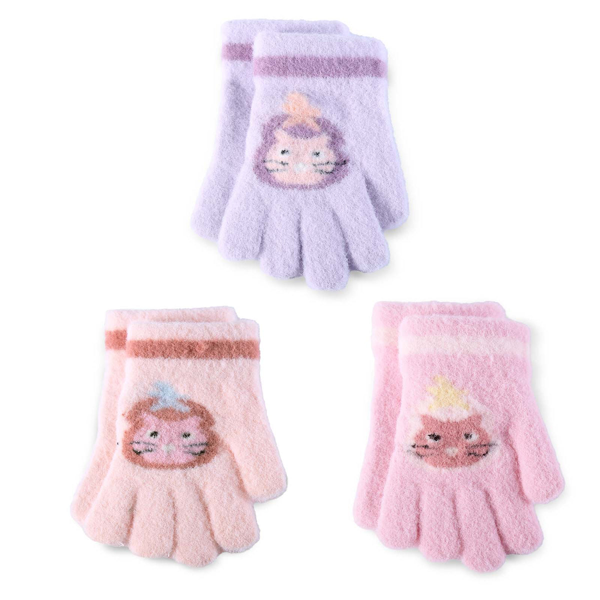 REDESS Gloves for Girls Winter Knitted Stretchy Snow Warm Gloves 3 Pack