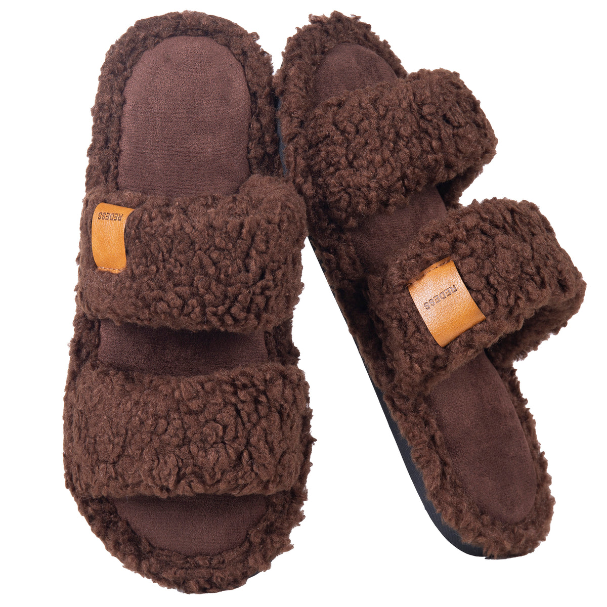 REDESS Slippers for Women Fuzzy Open Toe Womens Slippers Memory Foam House Slippers