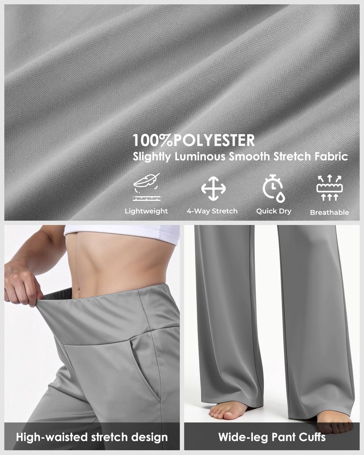 REDESS Pants for Women Elastic High Waisted Wide Leg Lounge Pants,Size S-2XL
