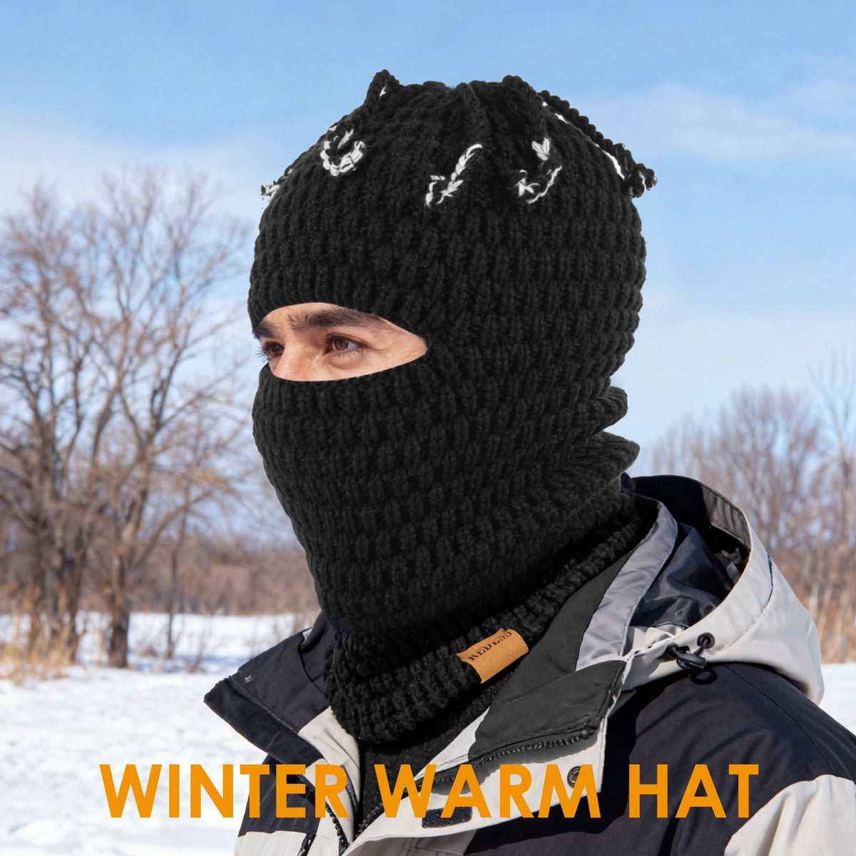 REDESS Balaclava Ski Mask for Men and Women,Warm Acrylic Windproof Winter Hat for Motorcycle Ski Hiking,Black