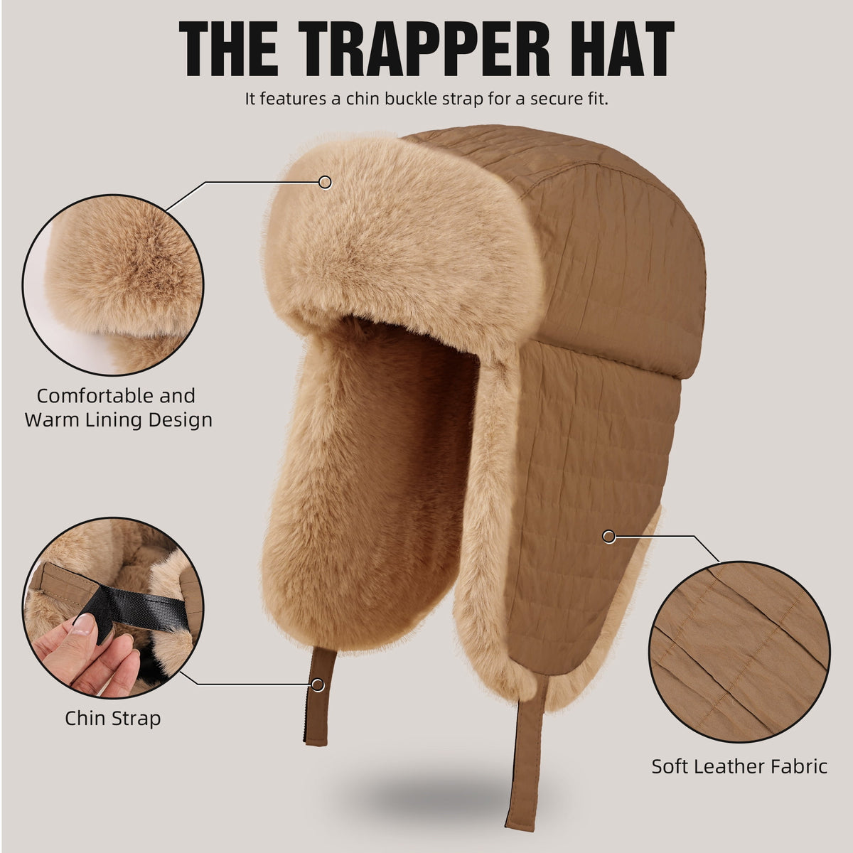 REDESS Unisex Trapper Hat Winter Warmer Ear Flaps Windproof Skiing Hat for Women Men